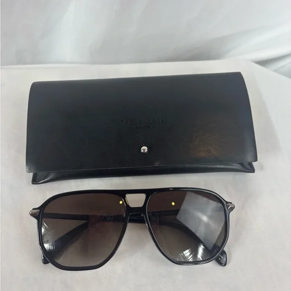 Rag & Bone Acetate Aviator Sunglasses RNB1074/S in Black Unisex display picture 1